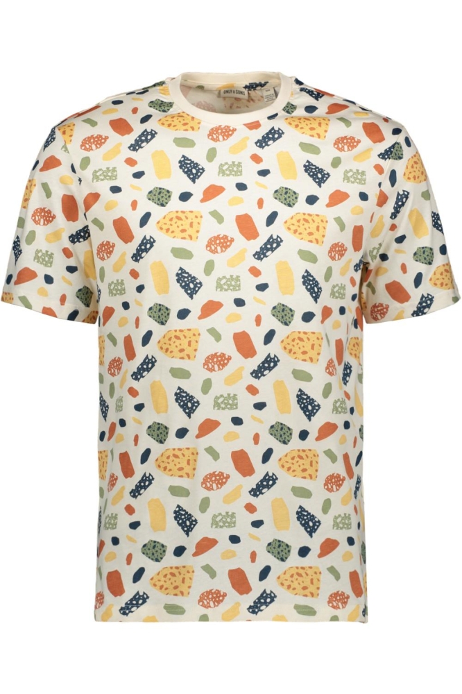 ONSLEVI REG DITSY AOP SS TEE CS 22023392 DEW/TERRAZZO TILE DITSY